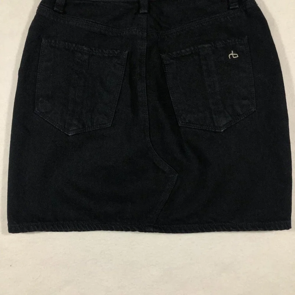 Rag & Bone Womens 24 Black Denim Jean Skirt W1B05O160BLK Cotton Blend